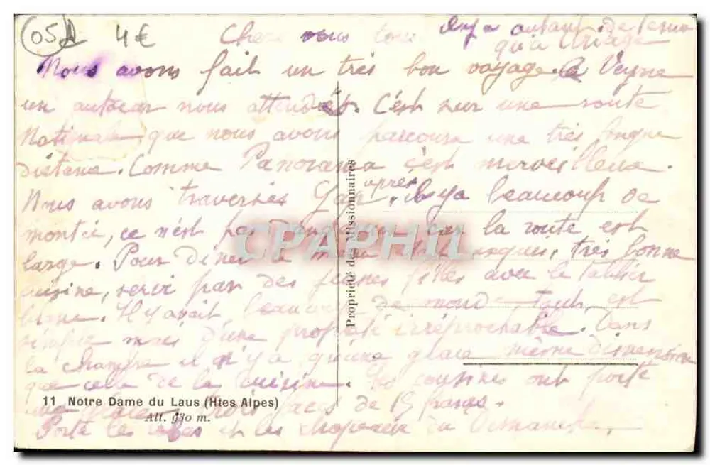 Nossa Senhora do Laus (Hies Alpes) — editor desconhecido, n° de série 11 - Verso