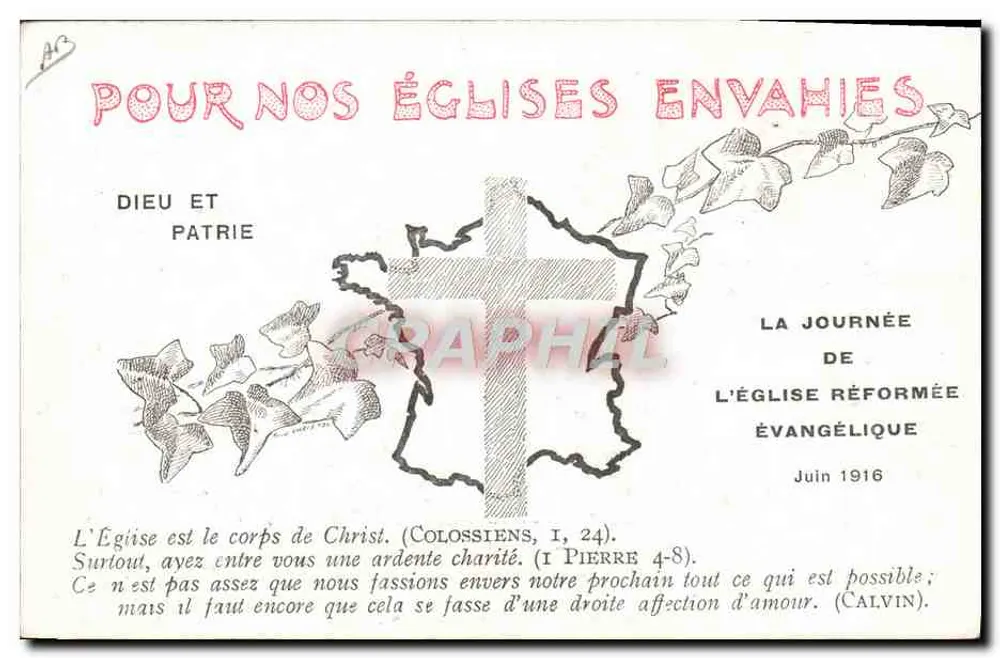 Templo de St-Quentin — Templo de Thann — Templo de Reims — Igreja Reformada Evangélica — Dia da Igreja Reformada Evangélica — Junho 1916 - Verso