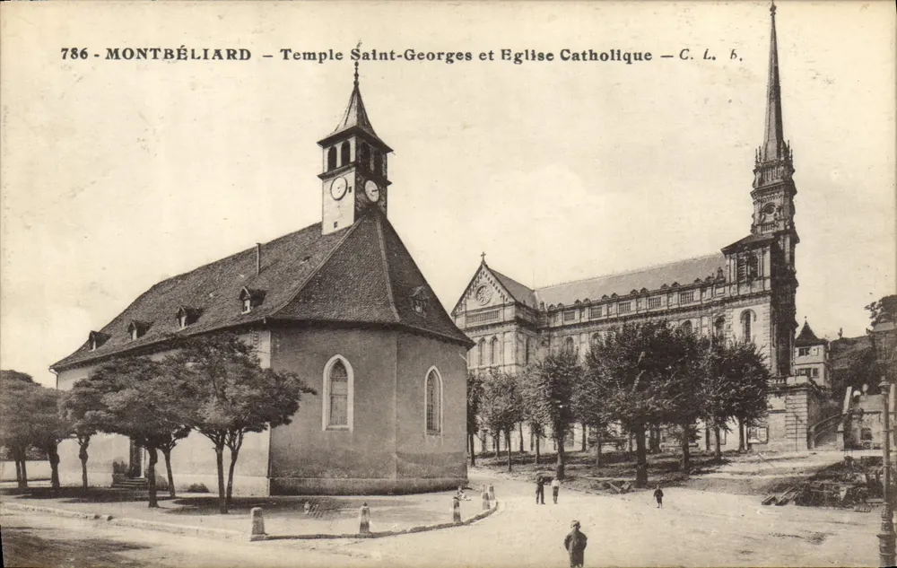 Montbéliard — Tempel Saint-Georges und katholische Kirche — C. L. b. — n°786 - Vorderseite