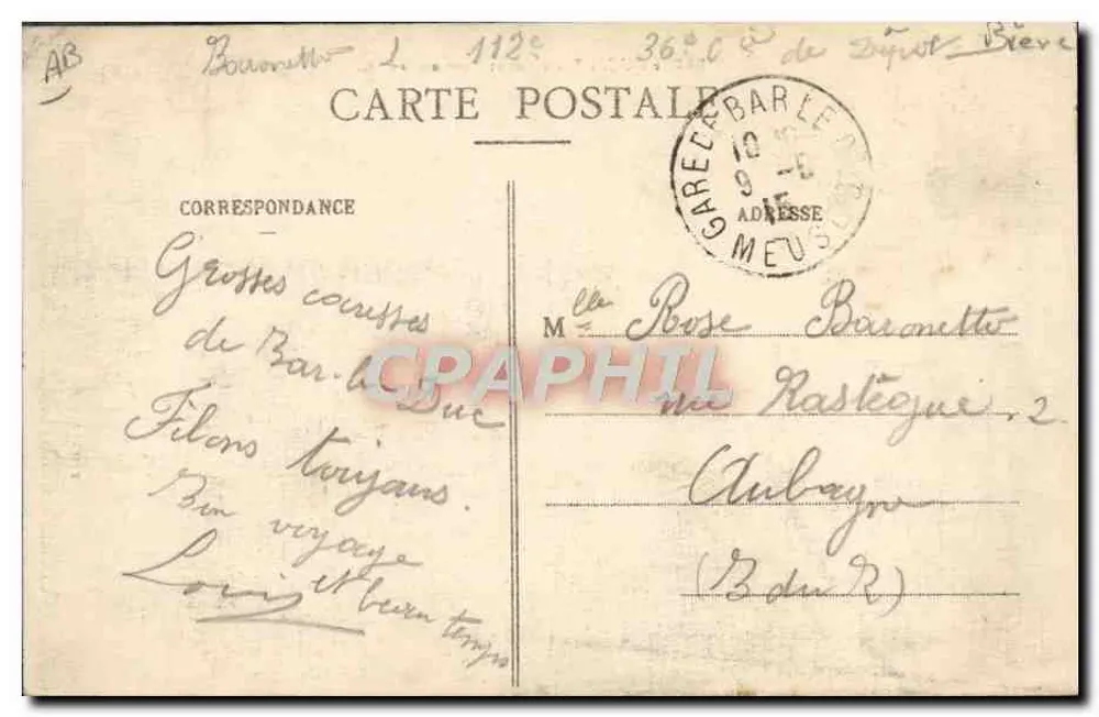 Bar-le-Duc - Cervejarias e Quartéis - E. C. - Verso