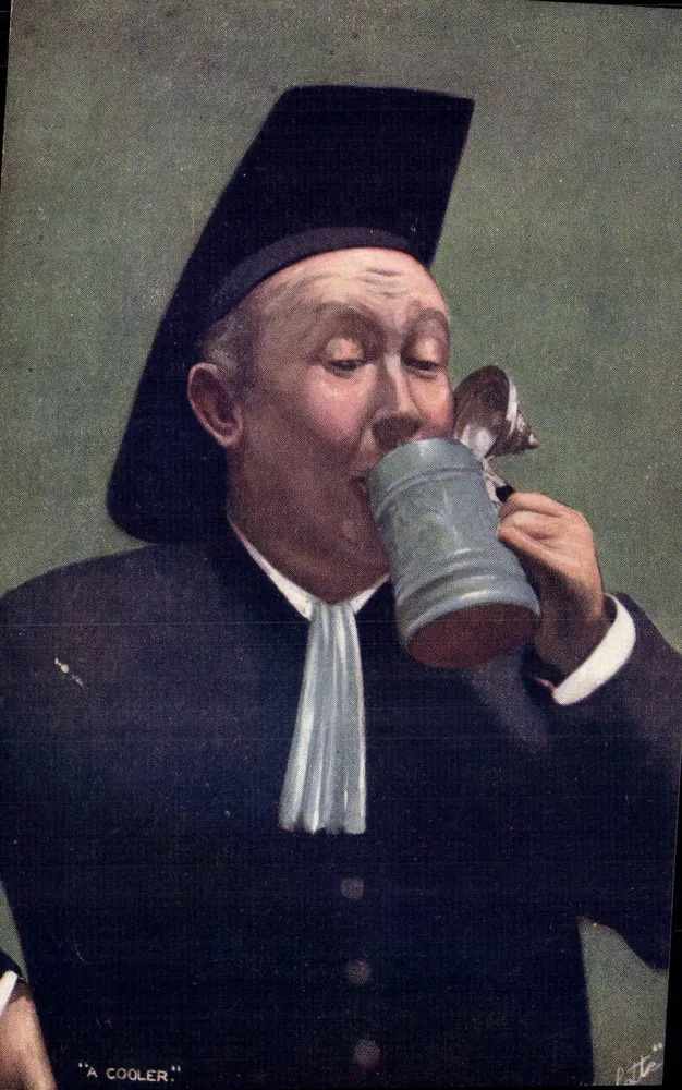 Ein Priester, der trinkt — 'A COOLER' — Tuck & Son - Vorderseite