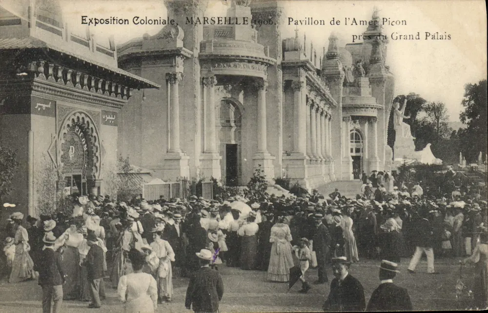Kolonialausstellung, MARSEILLE 1906 — Pavillon des Amer Picon in der Nähe des Grand Palais - Vorderseite