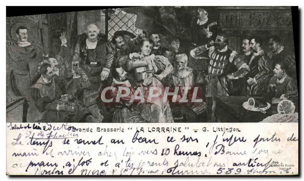 Grande Brasserie "LA LORRAINE" — G. Littinger — Festszene im alten Stil - Vorderseite