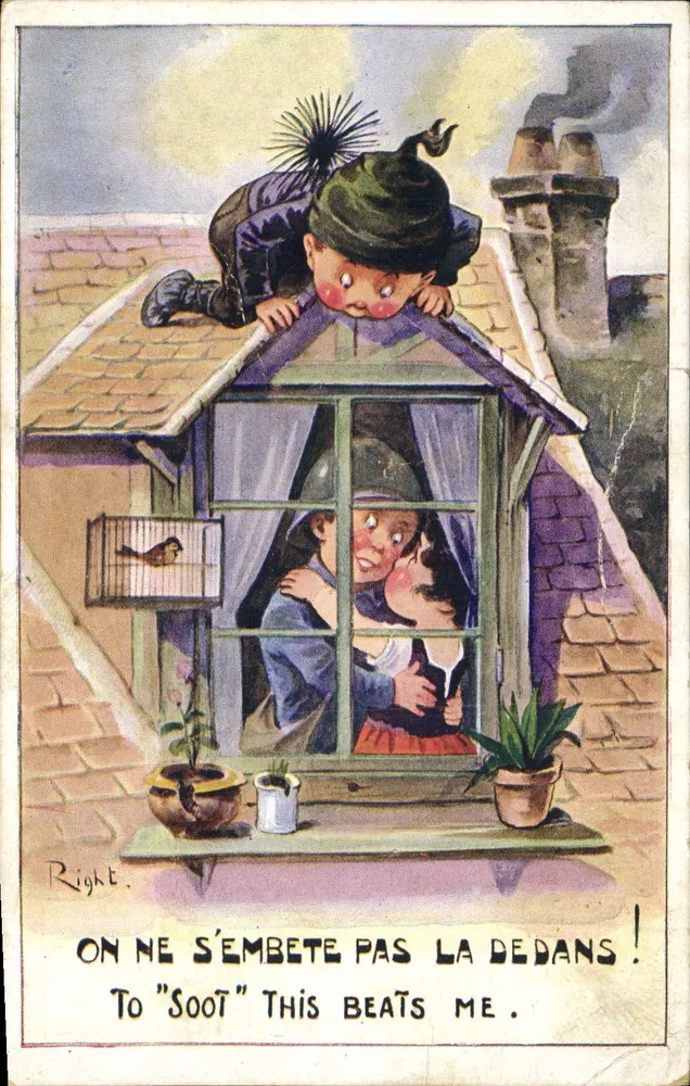 Niño en el techo — burla sobre una pareja de amor — Right, n°2748 - Anverso