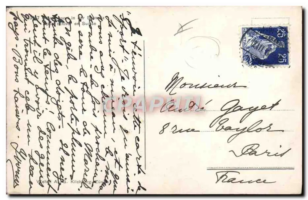 Kind, das auf einem Schlitten fährt — Schweiz — Verlag Vielhauer A.G. Kilchberg - Rückseite
