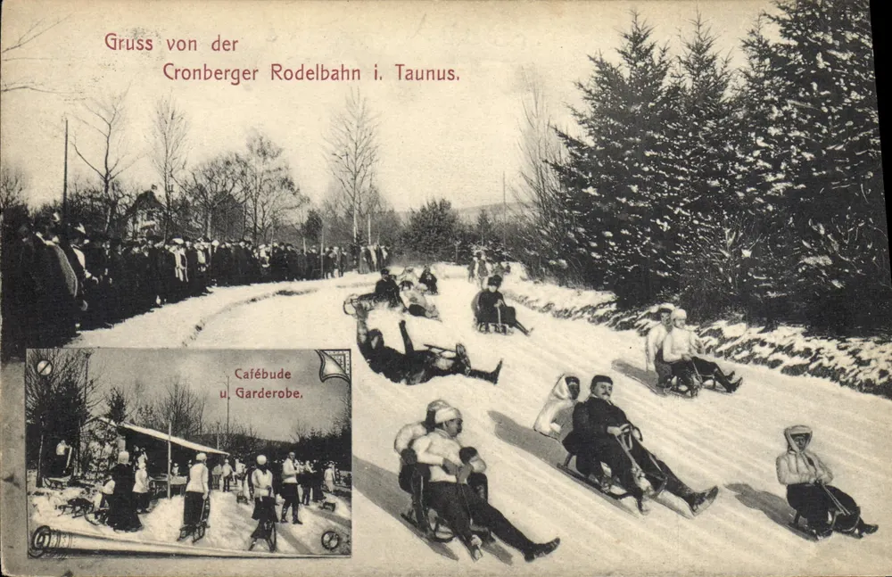 Cronberger Rodelbahn i. Taunus — Schlittenfahrt — Verlag L. Nimoch, Frankfurt a.M. - Vorderseite