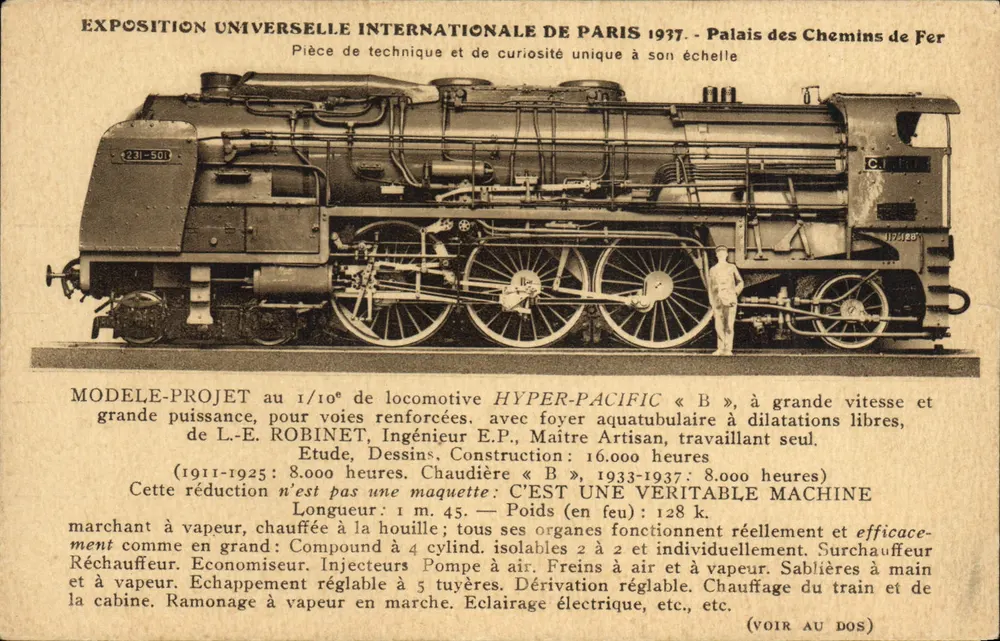 Locomotive Hyper-Pacifique « B » — modèle projet au 1/10e pour voies renforcées — éditeur FRANCIS ROBINET - Vorderseite