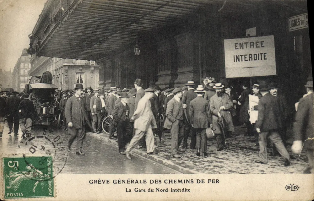 Allgemeiner Streik der Eisenbahnen — Bahnhof Nord gesperrt — Verlag E.-D. - Vorderseite