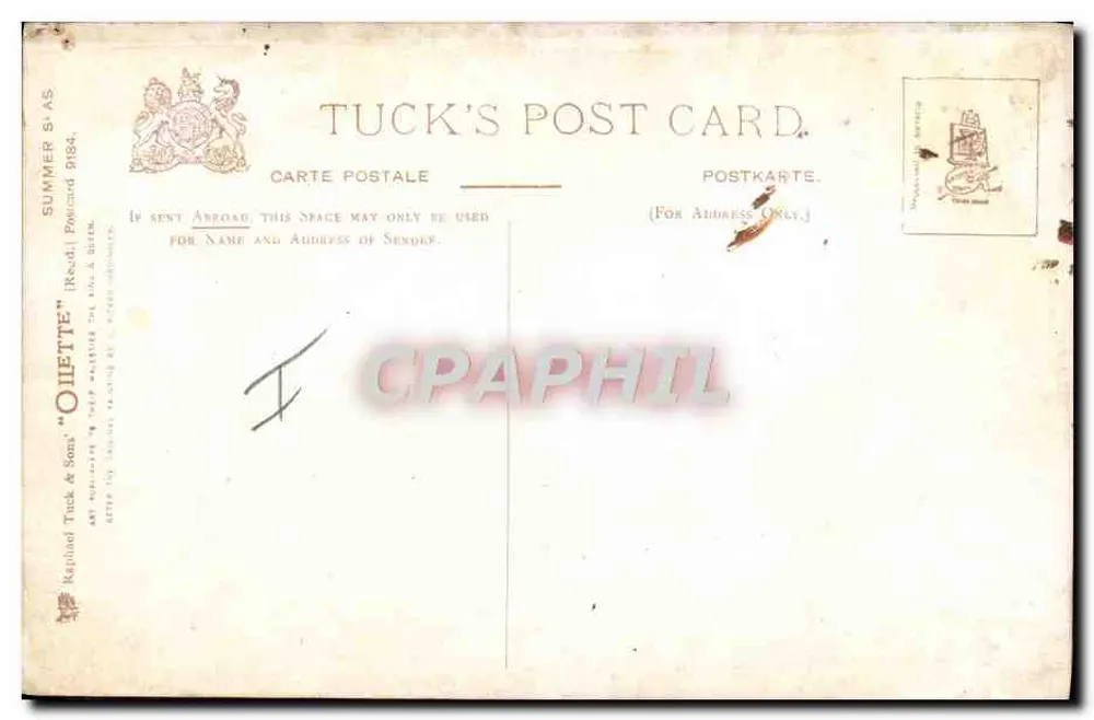 Navio a vela no mar — pintura — Tuck & Son, n° 14 - Verso