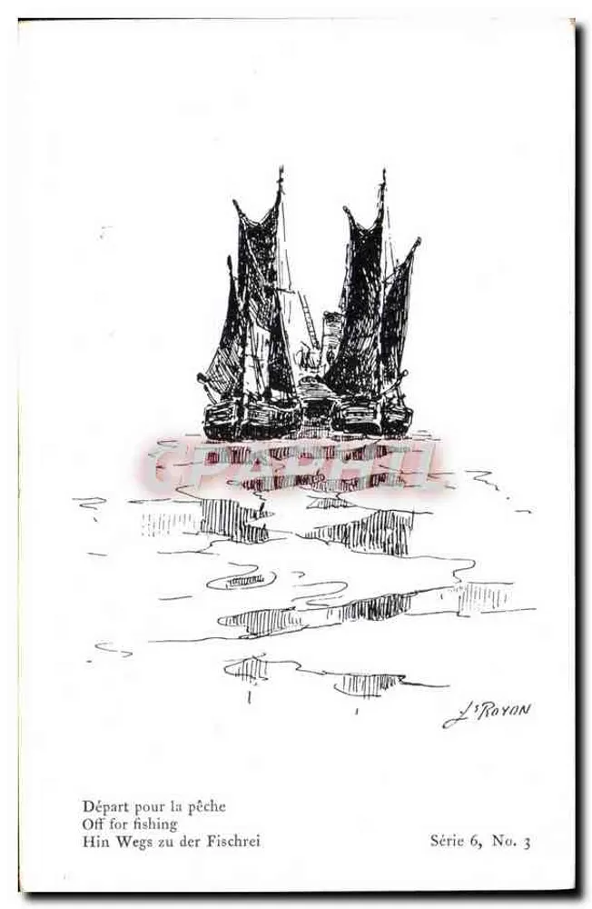 Abfahrt zur Fischerei — Serie 6, Nr. 3 — J. Royon - Vorderseite