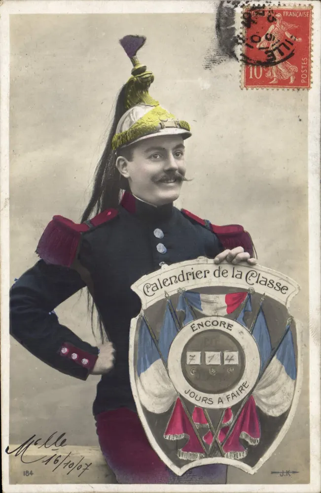 Soldado em uniforme — calendário da classe — Melle, n°184 - Frente