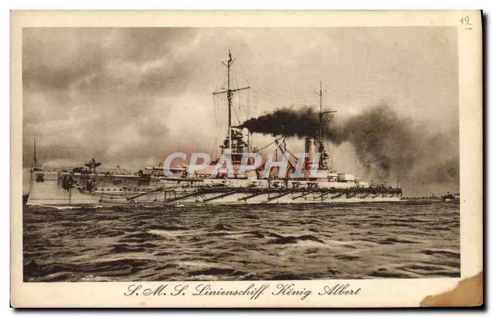 S.M.S. Linien Schiff König Albert — Gravura G. & M. n° 492 - Frente