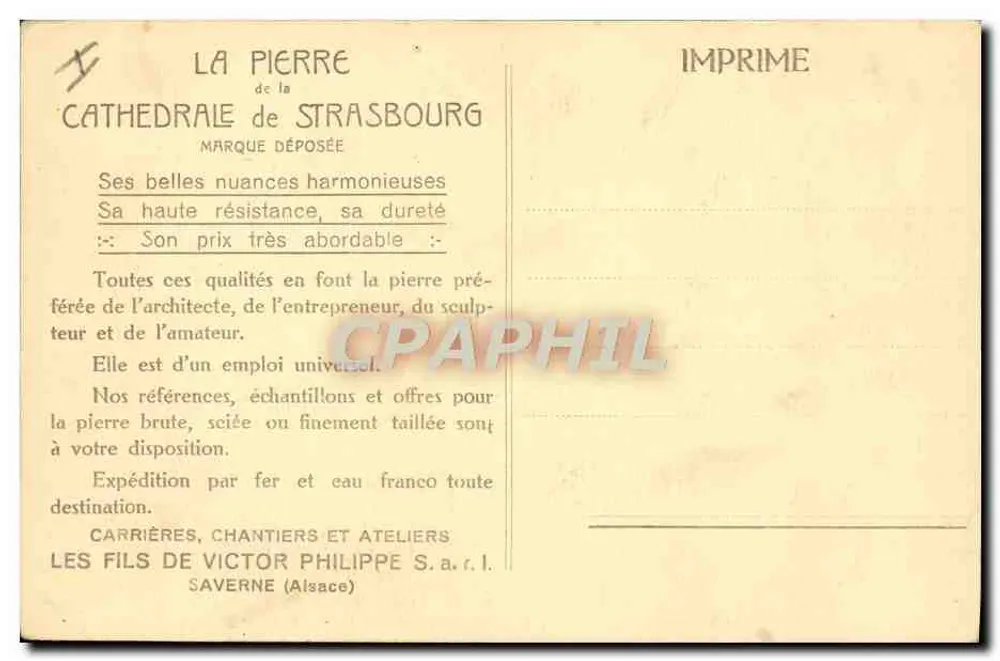 Strasbourg — O Teatro Municipal — parcialmente renovado em 1921 pelas Carrières Philippe — Grès bigarré - Verso