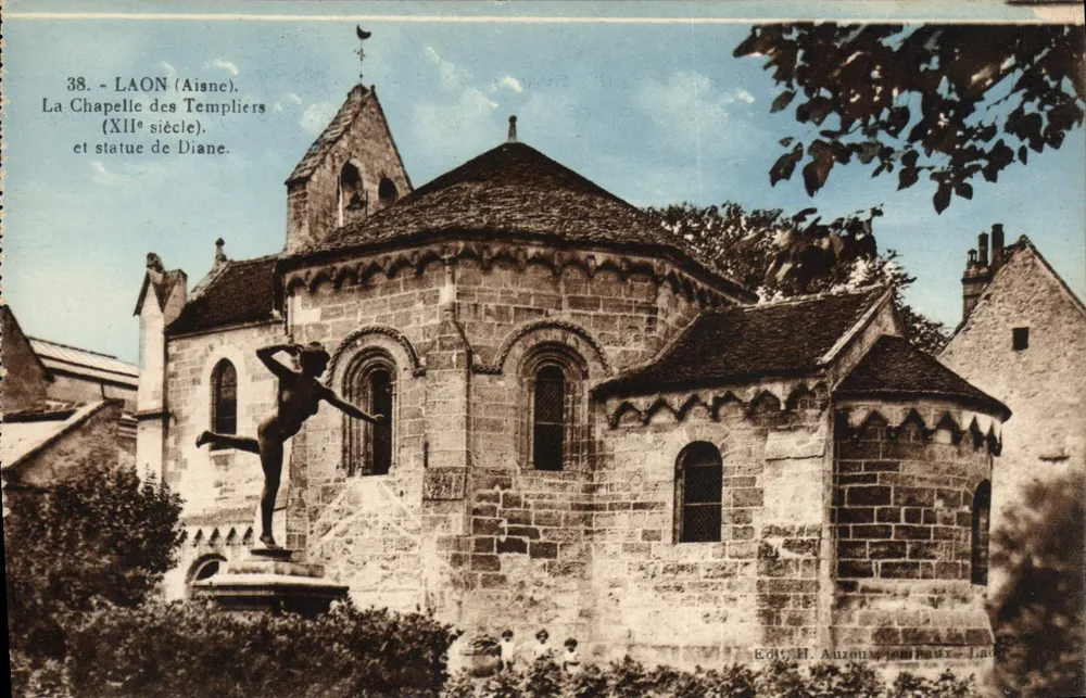 Laon (Aisne) — Kapelle der Templer des 12. Jahrhunderts und Statue der Diana — H. Anzoux, Jarniaux - Laon - Vorderseite