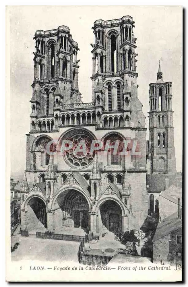 Laon — Facha da Catedral — Imp. Chéret e Cie, Paris - Frente