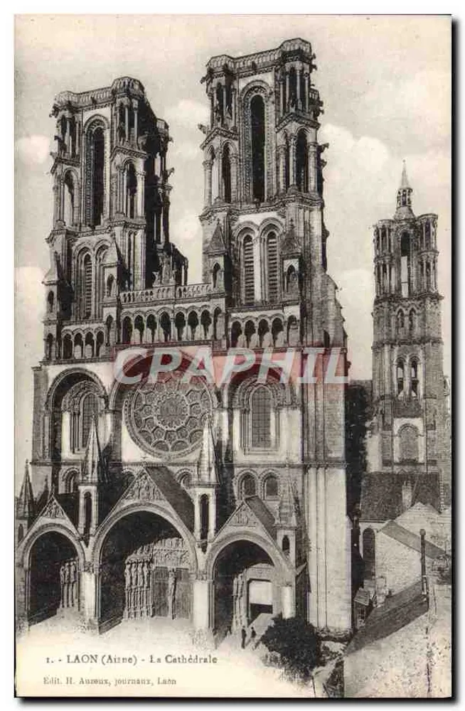 Laon (Aisne) - A Catedral — Editor H. Auzoux, Laon, n°1 - Frente