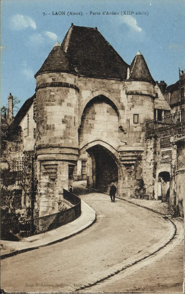 Laon (Aisne) — Porta d'Ardon (século XIII) — Ed. H. Auzoux, Journaux, Laon - Frente