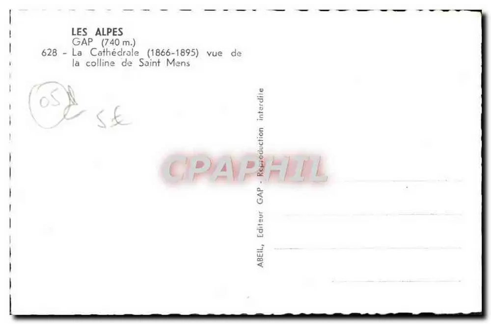 GAP — Kathedrale von der Höhe von Saint Mens gesehen — Verleger ABEL, Nr. 628 - Rückseite