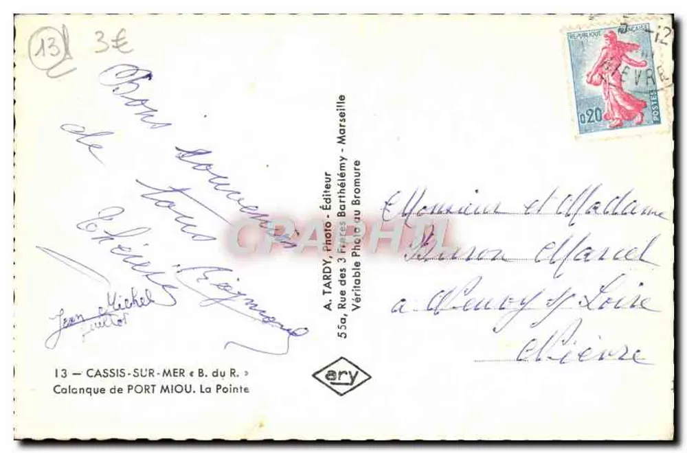 Calanque van Port-Miou — Ary — A. Tardy, Uitgever - Achterkant