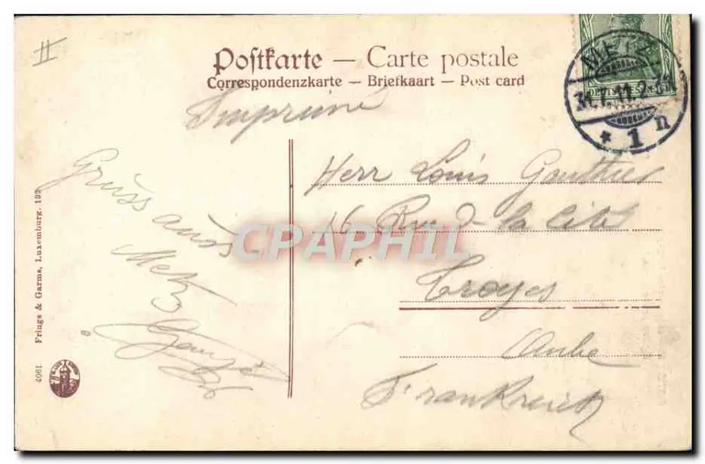 Metz — Igreja protestante — Fringe & Garme, Luxemburgo, n°4061 - Verso