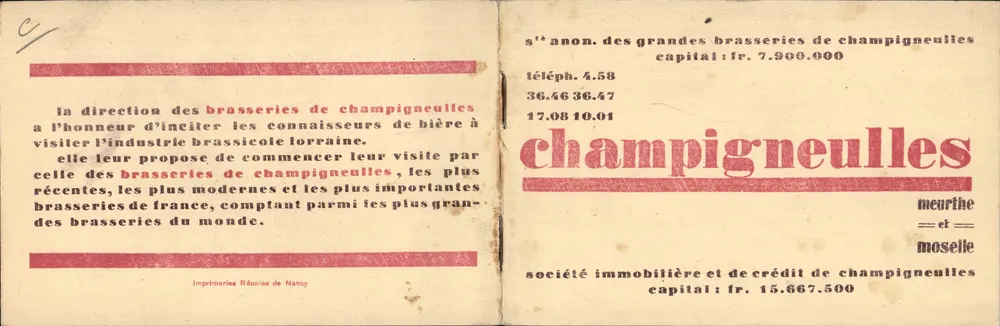Brauereien von Champigneulles — Industrielle Ansicht — Imprimeries Réunies de Nancy - Vorderseite