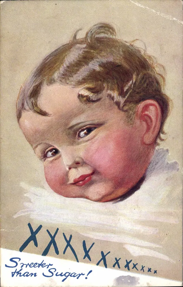 Bebê sorridente — 'Sweeter Than Sugar!' — Tuck's Post Card n° 1128 - Frente