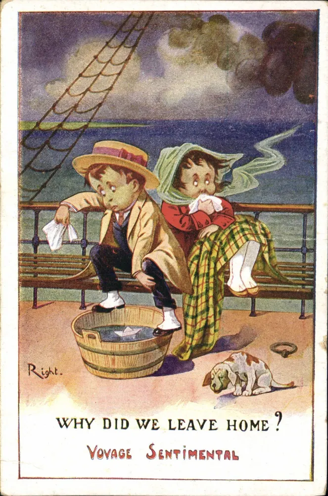 Traurige Kinder an Bord eines Schiffs — Sentimentaler Reise — Right. - Vorderseite