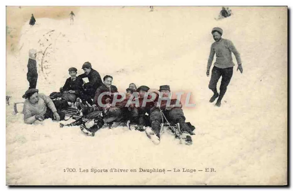 Winter-Sport in Dauphiné — Schlittenfahren — E.R. - Vorderseite