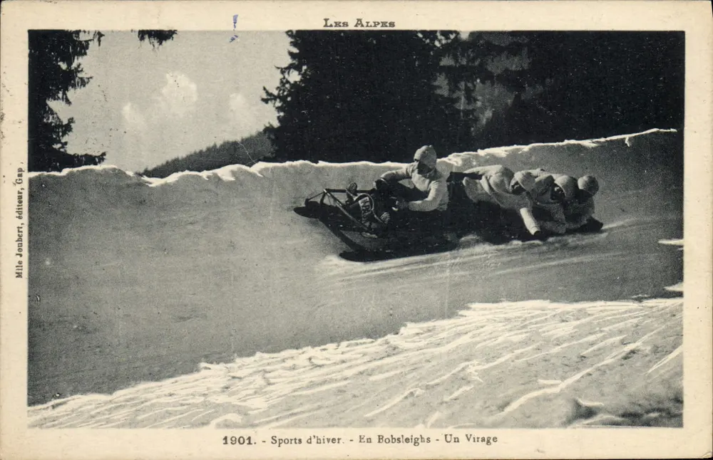 Die Alpen - Wintersport - In Bobbahnen - Ein Kurvenzug - Mile Joubert, Verlag, Gap - Vorderseite