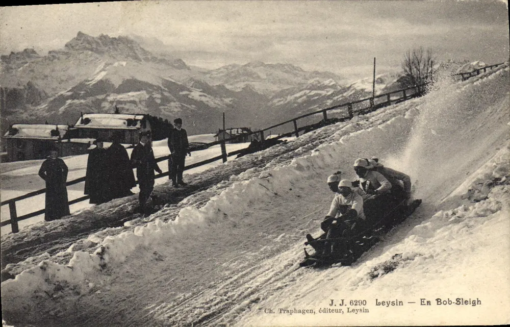 Leysin — Im Bob-Schlitten — Ch. Traphagen, Verlag, Leysin - Vorderseite