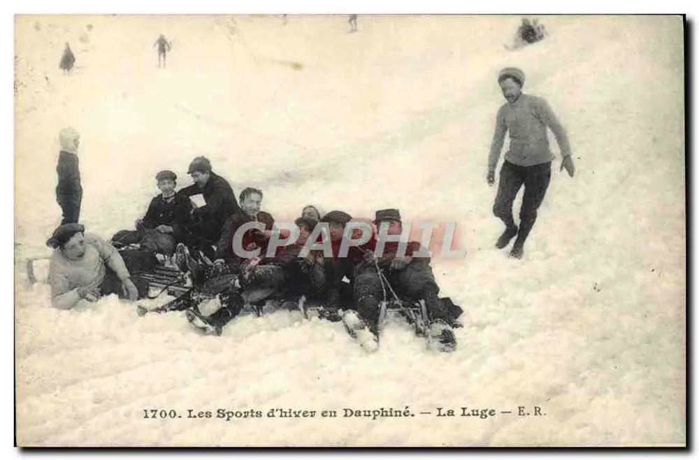 Winter-Sport in Dauphiné — Schlittenfahren — E.R. - Vorderseite