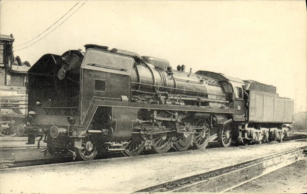 Locomotiva 141 P.74 — Máquina a superaquecedor Houlet, tipo Mikado — H. M. P. & R. Rue de Tournon — Paris - Frente
