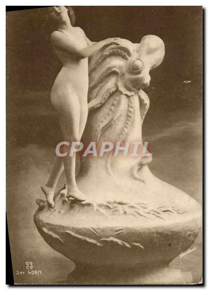 Nackte Frau auf einem Oktopus — Serie 409/1 — Verleger G. Pichard - Vorderseite