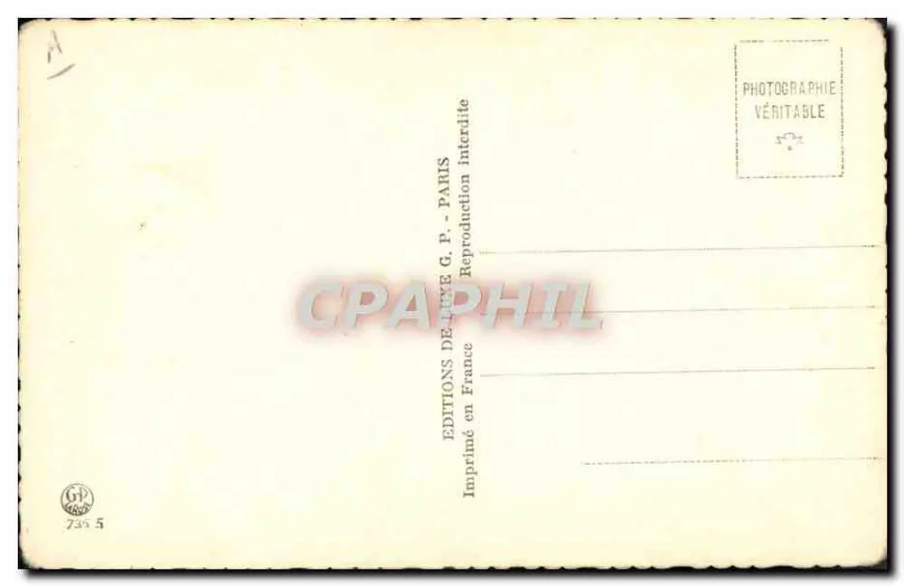 Femme nue en train de se vêtir — scène intérieure — Éditions G. P. Paris, n° 735 5 - Verso