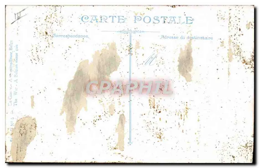 Auto mitrailleuse belge — véhicule militaire belge de guerre — éditeur F.V.C. n° 5 - Verso