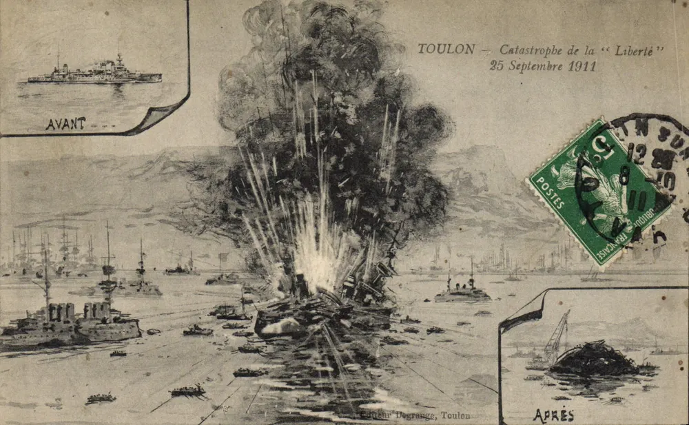 Toulon — Katastrophe der "Liberté" — Verlag Degrange, Toulon - Vorderseite