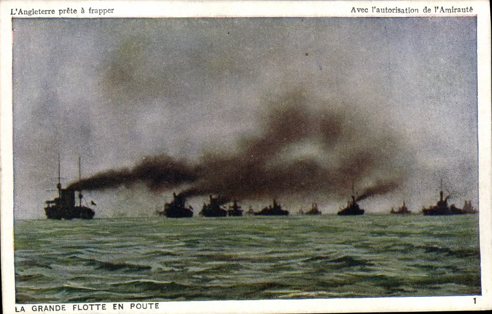 Die Große Flotte unterwegs — England bereit zum Schlag — Photocchrom Co., Ltd., London - Vorderseite