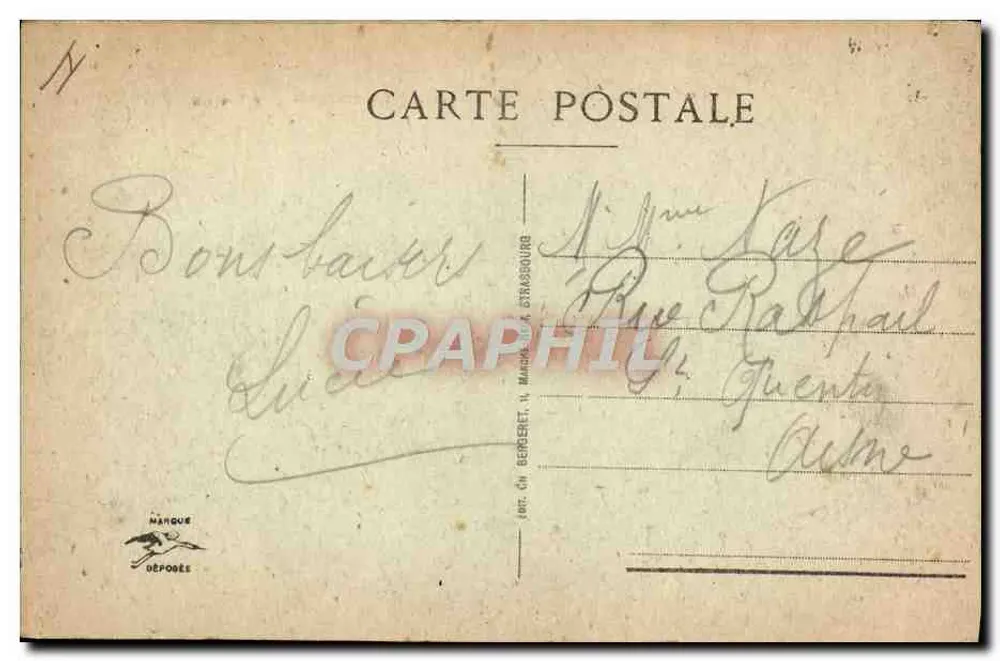 Strasbourg - O Teatro — editor Ch. Bergeret, n° 261 - Verso