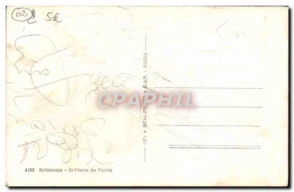 Solssons - Igreja de São Pedro do Parvis — editor C.A.P. Paris, n° 100 - Verso