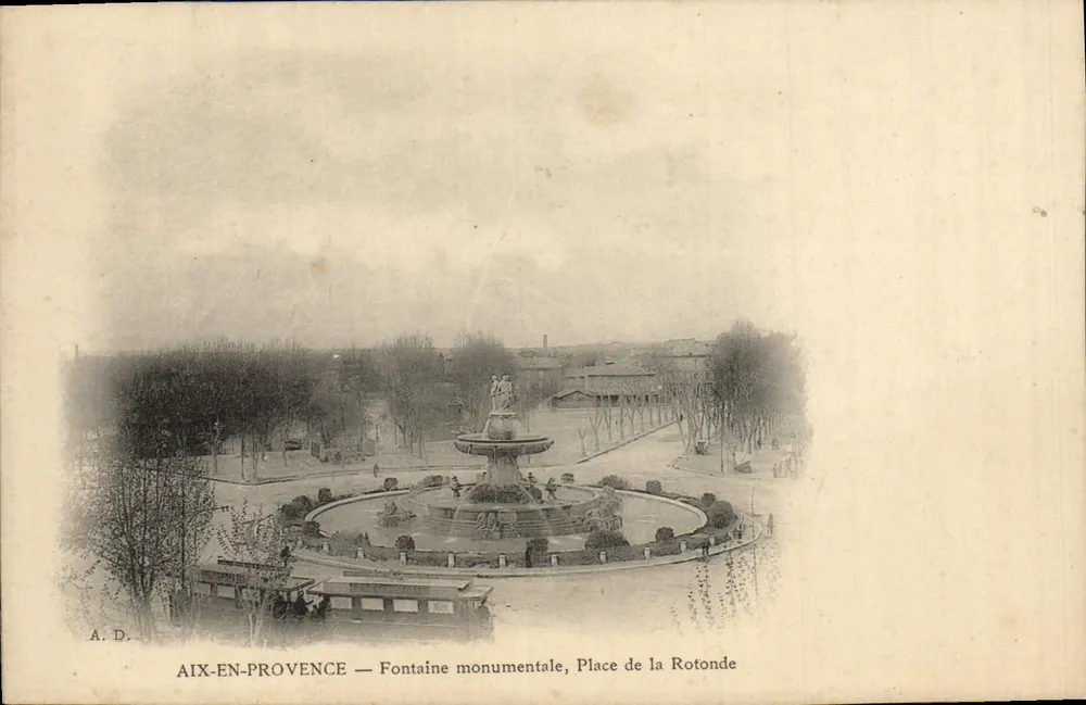 Aix-en-Provence — Monumentale Fontäne, Place de la Rotonde — A.D. - Vorderseite
