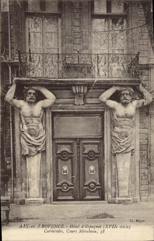 Aix-en-Provence - Hotel d'Espagnet (17. Jahrhundert) - Karyatiden, Cours Mirabeau, 38 - Vorderseite