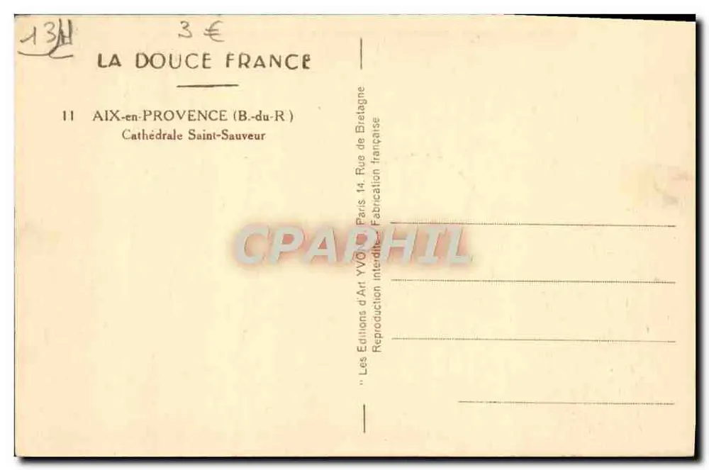 Aix-en-Provence — Kathedrale Saint-Sauveur — Les Éditions d'Art VVO - Rückseite