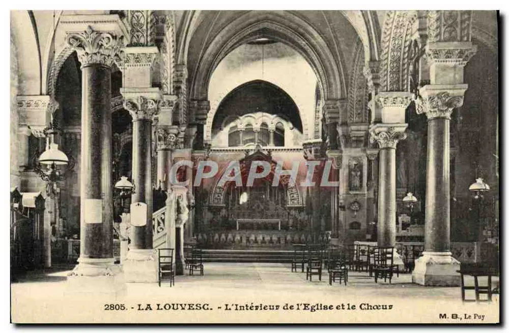 La Louvesc - Innenansicht der Kirche und des Chors — M. B., Le Puy - Vorderseite