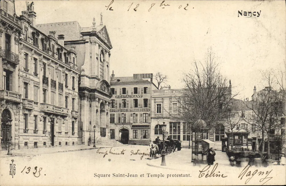 Square Saint-Jean e Templo Protestante — Nancy — Céline Nagny, editora, n° 1338 - Frente