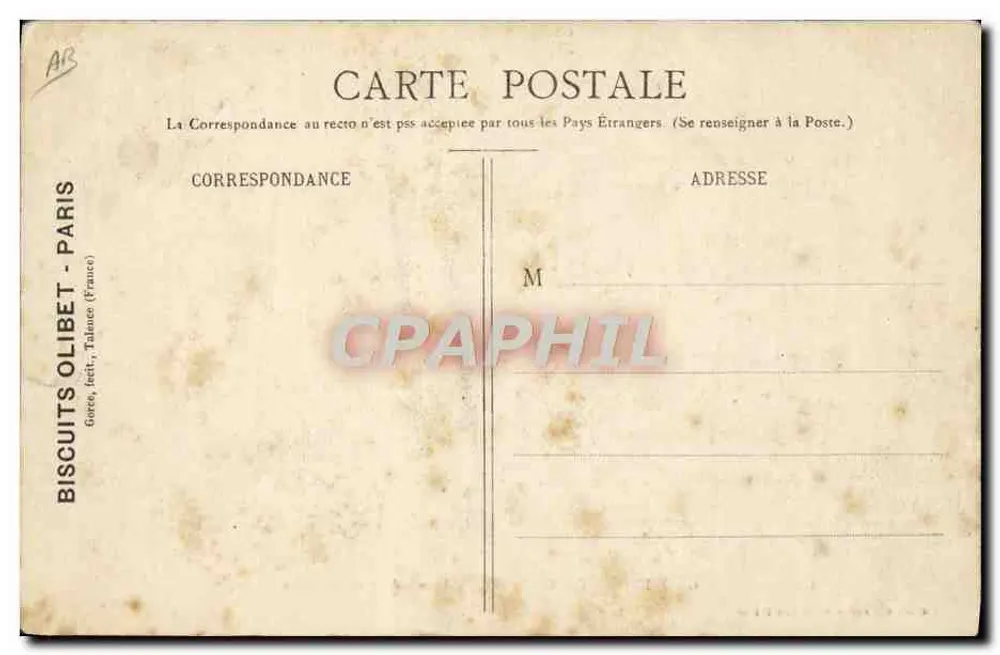 Fábricas de Paris-Suresnes — Biscuits Olibet — Edição especial - Verso
