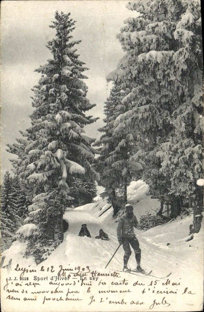 Leyzin - Esporte de inverno - Em esqui — J.J. 1852, editor Julien Frères, Grandre - Frente