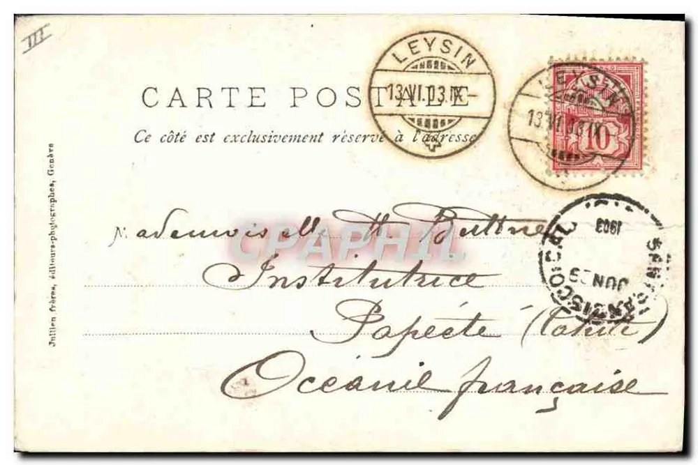 Leyzin - Esporte de inverno - Em esqui — J.J. 1852, editor Julien Frères, Grandre - Verso
