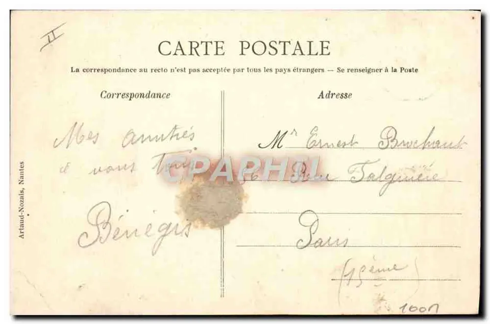 Trem na estação — Pernuchet — Artaud-Nozais, Nantes - Verso
