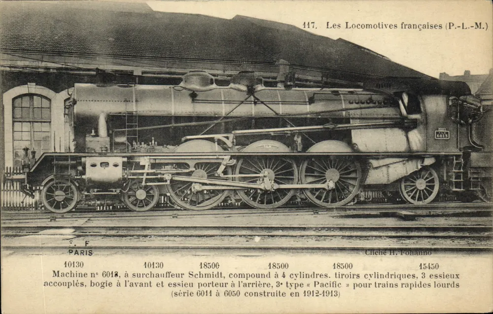 Francuska lokomotywa nr 6013 — typ Pacific — seria 6014 do 6050 — wydawca P.-L.-M. - Awers