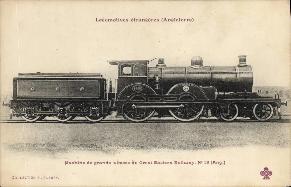 Hochgeschwindigkeitslokomotive der Great Eastern Railway, N° 13 (England) — Sammlung F. Fleury - Vorderseite